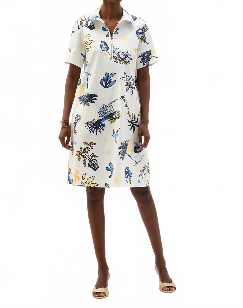 NEW JOSEPH RIBKOFF tropical print a-line shirt dress